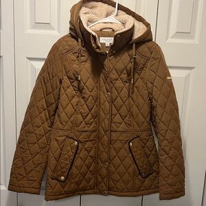 Laundry By Shelli Segal Tan Quilted Hooded Jacket